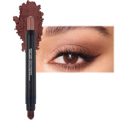 Image of Matte Brown Eyeshadow Stick - Waterproof & Long-lasting Eye Shadow Pencil - Dual-ended with Brush - High-pigmented, Blendable for Smoky Eye Makeup