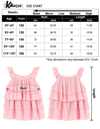 Kukume Girls Summer Tank Top Ruffle Layered Casual Cute Loose Fit Flowy Swing Blouse Shirt For 3-12 Years Pink #TOP5