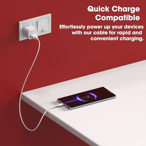 Image of Mi USB to Type C 120W Hypercharge Cable, 6A Fast Charging Cable with Up to 480 Mbps High-Speed Data Transfer & Sync Cord Compatible With All Xiaomi Smartphones and Devices, White (1 Meter)