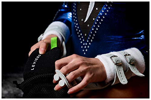 LEVIERO Gymnastics Grips Set, Grips for Gymnastics Girls, Dowel Grips with Soft Leather, Double Buckle Wrist Closure, and Adjustable Finger Holes, for All Ages - (White, 2) - Thumbnail 2