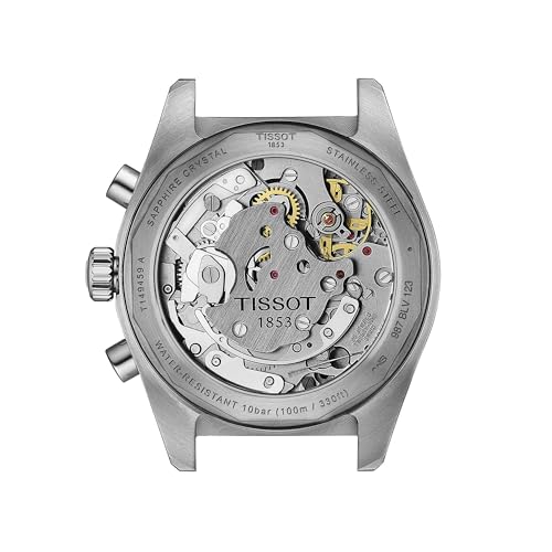 Image of Tissot Mens Tissot PR516 Mechanical Chronograph 316L Stainless Steel case with Black PVD Coating Mechanical Watches, Grey, Stainless Steel, 20 (T1494592105100)