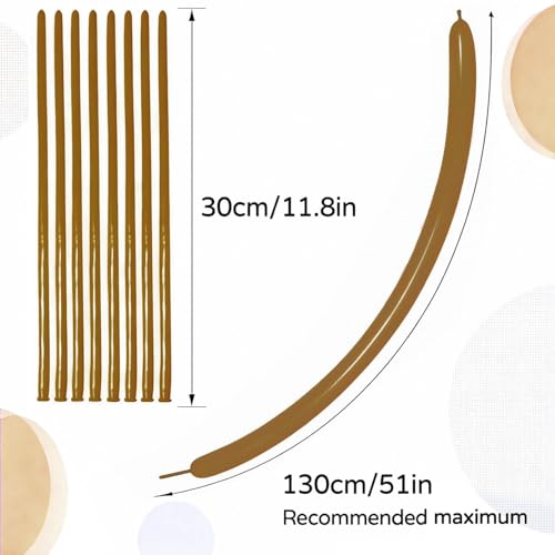 Image of 260 Coffee Brown Long Balloons for Balloon Garland Thickening Skinny Latex Twisting Animals Modeling Christmas Birthday Wedding Party Festival Decorations 100pcs