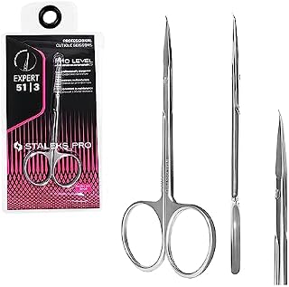 STALEKS PRO Expert 51 Type 3 Professional Cuticle Scissors with Hook - Innovation - Pack of 1 - Model SE-51/3