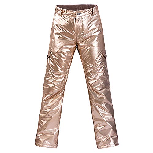 JW-YZWJ Erwachsene Skihose Wind- und wasserdicht für Männer und Frauen-Paare im Freien Ski Sport Schnee Hosen, Wanderhosen,Gold,XL Cover