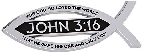 Elektroplate John 3:16 for God So Loved The World Christian Fish Text Emblem Premium Chrome Plated Metal Religous Car Truck Motorcycle Emblem Lord God Jesus Christ Religion Ichthus Symbol