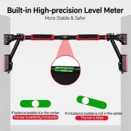 Pull Up Bar - Iwondgym Two-Way Support Pullup Bar For Doorway With Dual Security Locking & No Screws, Strength Training Chin Up Bar For Home Gym With Level Meter & Adjustable Width, Max Load 880 Lbs #TOP4