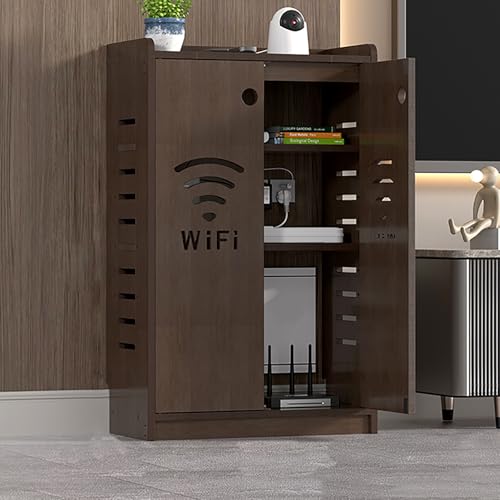 ルーター収納ボックス Wi-Fi ラック パンチレスラックWifiラック、テレビセットトップボックスの収納に役立ちます 隠しコード管理コンテナ(White,80cm/31.5in)