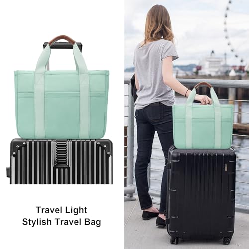 Image of KKXIU Canvas Tote Bag for Women with Zipper and Compartments Crossbody Large Bible Messenger Purse Bag With Pockets