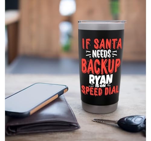 Ryan Santa's Backup Funny Ryan Christmas Name Gobelet isotherme en acier inoxydable double paroi – vue 7