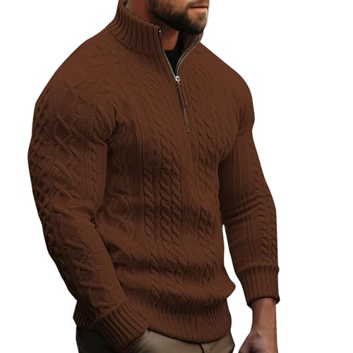 Big and Tall Sweaters for Men Quarter Zip Stand Collar Sweater Oversized Fall Pullover Sweater