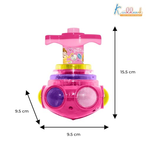 Image of Princess Dizzy Glow Top - LED Light & Music Spinning Top Toy for Girls, Magic Princess Spinner with Musical Sound & 360 Degree Rotation, Musical Lattoo Birthday Gift for Kids 3+ Years