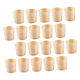 TOYANDONA 20 piezas Vasos de Madera Redondos Biodegradables para Cocina y Bebidas Tazas de Madera Desechables Postres y Agua Ecológico sin Asa Reutilizable