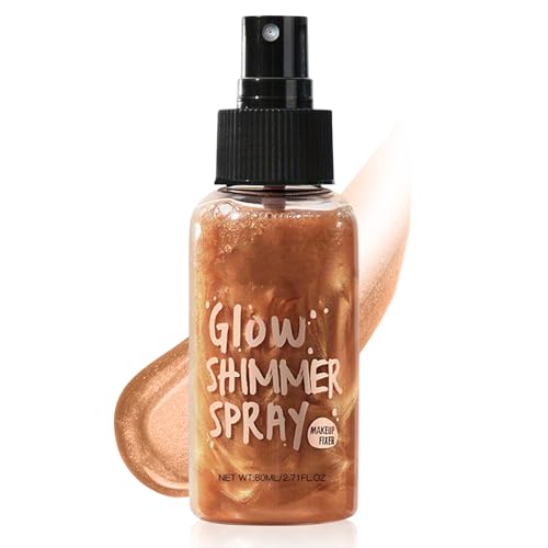 Shimmering Body Oil, Body Glitter Öl, Body Shimmer Luminizer Körperöl, Flüssiger Highlighter Bodylotion, Natürliche Feuchtigkeit Body Glitzer Creme, Körper Schimmer Öl für Alle Hauttypen (Bronze Gold)