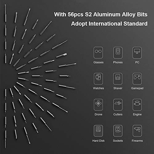 Wowstick Mini Electric Screwdriver,56 Bits and 3 LED Lights Rechargeable Screwdriver Set (62)