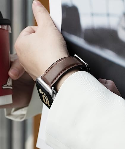 Image of BINLUN Leather Silicone Bands Compatible with Apple Watch 38mm 40mm 41mm 42mm 44mm 45mm 46mm 49mm Sweatproof Replacement Strap for iWatch 11 /10 /9 /8 /7 /6 /5 /4 /3 /2 /1 /Ultra /SE Men Women