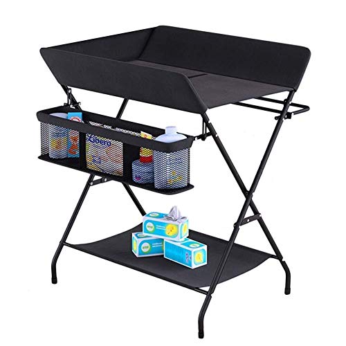 Laptop Ständer Tisch Klapp-Baby mit großem Speicherraum, Wickeltische Kinder Organizer (Color : Black)
