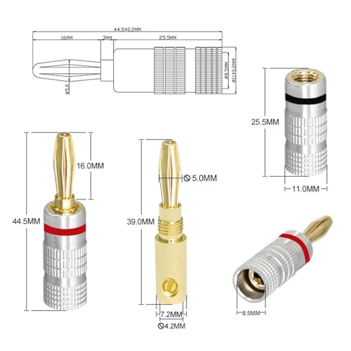 Conector banana de bloqueo de doble tornillo para solucionar fallos de audio 5