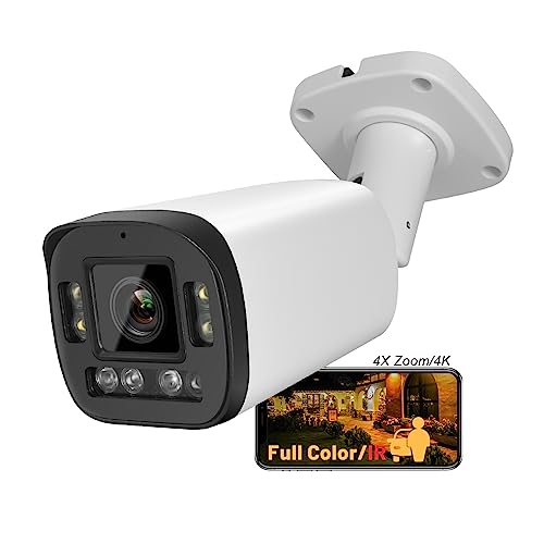 Hikvision Compatible 8Mp Varifocal Bullet Full Color Ip Camera, 2.7~13.5Mm Lens 5X Optical Zoom, 98Ft Full Color/Ir Night Vision, Human/Vehicle Detection, 2-Way Audio, Ip67 Outdoor Poe Ip Camera #TOP2