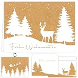 12er Weihnachtskarten mit Umschlag Set - Schöne Weihnachtskarte...