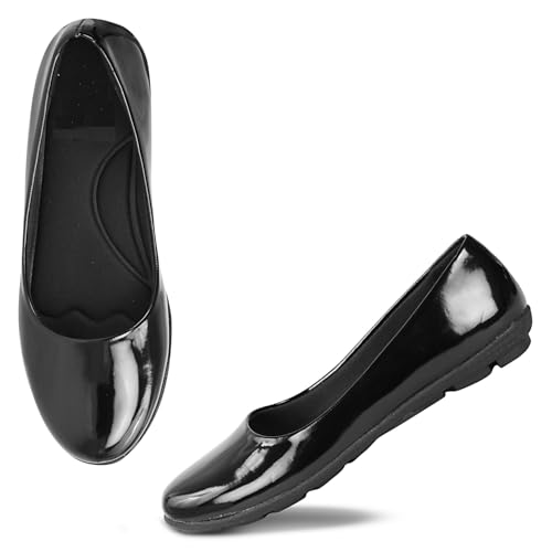 Image of DHANESHWAR Women's Ballet Flats Belly Shoes for Casual, Formal & Office Wear Ballerina | Comfortable Slip on Black Bellies for Women & Girls. 1 Pair