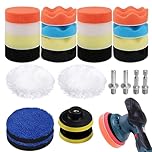 Car Polishing Pads for Drill, 26 Pcs 3 Inch Drills Buffer Attachment Kit, Sponge Polishing Polisher Drills Adapter for Auto Polishers and Buffers Waxing Sanding