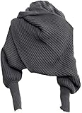 Asudaro Elegante Winter Warm Gestrickt Schals Umhang Einfarbig Wrap Schal Shawl Cape Strickschals Cape Schal Stola aus Wolle mit Ärmel für Frauen und Männer