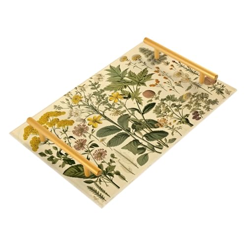 Wassud Bathroom Vanity Tray with Handles Flower Acrylic Jewelry Perfume Organizer for Bathroom Kitchen Counter 11.81