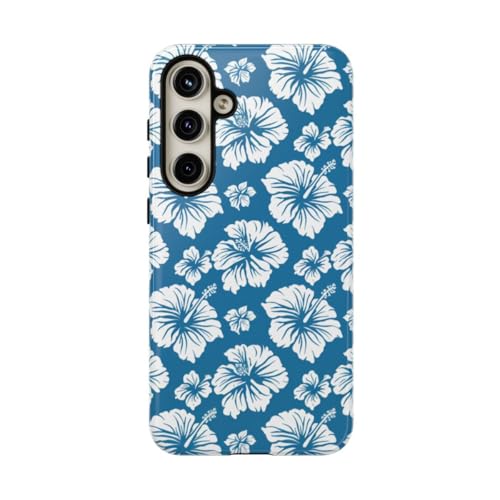 Coque fleurie hawaïenne bleu blanc Samsung S24 Plus pour l'été