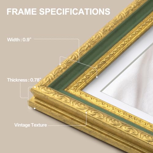 Image of eletecpro 5x7 Vintage Picture Frame, Glass Cover, Light Green, 2-Pack | Display Photo 4x6 with Mat or 5x7 without, Horizontal or Vertical, Tabletop or Wall Decor