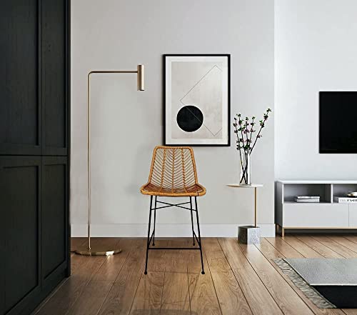 First Of A Kind 40.5" Rattan Bar Stool With Black Metal Frame- Use For Indoor And Outdoor, Comfortable Design And Durable Metal Frame. Wicker Stool For Indoor And Outdoor #TOP6