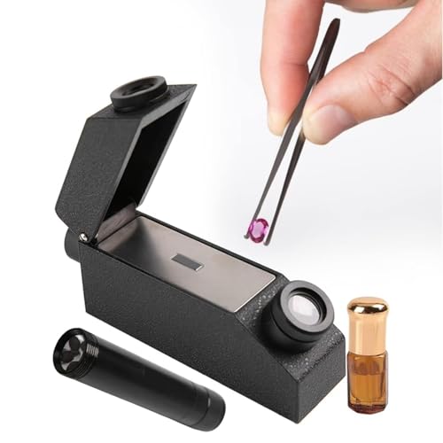 XNZJHPP Gem Refractometer Portable Jewelry Tester, 1.30-1.81 Identification Tool with Flashlight and Polarizing Lens for Diamonds and Gemstones
