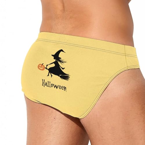 Witch Flying Halloween Holiday Printed Swim Briefs for Men Sexy Bikini Swimwear Elastic Beach Trunks Bathing Suit4
