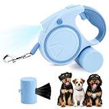 Focenat Correa Perro Extensible 5 Metros, Correa Retráctil 360° Antienredos con con Luz LED y Dispensador de Bolsas, Mango Ergonómico, para Perros Pequeños y Medianos hasta 25kg (Azul)