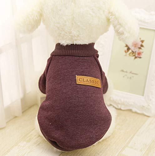 Idepet Pet Dog Classic Knitwear Sweater Fleece Dog Coat Soft Thickening Warm Pup Dogs Shirt Winter Pet Dog Cat Clothes Puppy Customes Clothing for Small Dogs (M, Brown)
