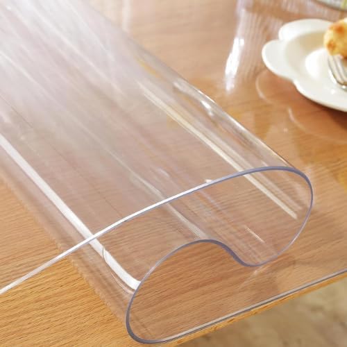 sleep nature's Transparent PVC Table Cover – Clear Waterproof Table Protector for 4 & 6 Seater Dining Table, Office Desk, Thick Heavy Duty Tablecloth, Spill-Proof, Easy to Clean 1.5 MM 36x60 inch