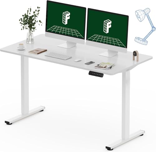 FLEXISPOT E1 ONE PIECE Electric Standing Desk Height Adjustable Sit Stand Desk with Memory Smart Panel(120 * 60cm, White)
