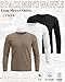 Ficerd 3 Pack Men's Waffle Long Sleeve Shirts, Crew Neck Thermal Underwear Tops Casual Pullover Sweaters Knit Undershirts(Black, White, Brown,XL)