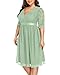 Pinup Fashion Plus Size Lace Chiffon Wrap V Neck Dresses Women Cocktail Wedding Guest Midi Dress Sage Green