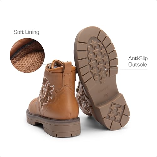 DREAM PAIRS Boys Girls Combat Ankle Boots Cowboy Cowgirl Western Embroidered Side Zipper Booties Toddler/Little Kid/Big Kid3