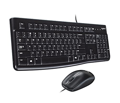 Logitech MK120 Combo Clavier et Souris Filaire pour Windows, Clavier Allemand QWERTZ - Noir
