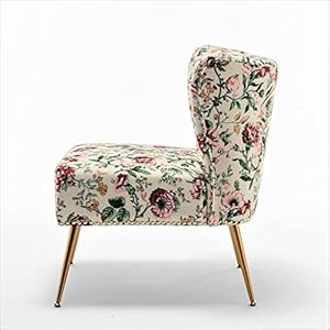 Thia armless accent chair for living room elegant seat with nailhead trim gold metal legs and comfortable curved back 28 d x 25 w x 295 h 03 floral print  urban country home decor