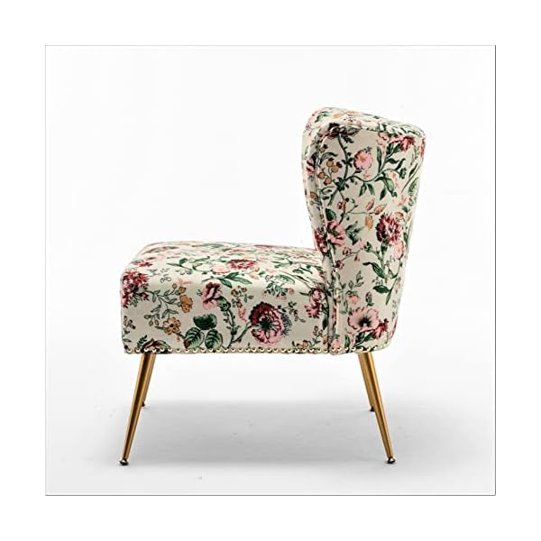 Thia armless accent chair for living room elegant seat with nailhead trim gold metal legs and comfortable curved back 28 d x 25 w x 295 h 03 floral print  urban country home decor