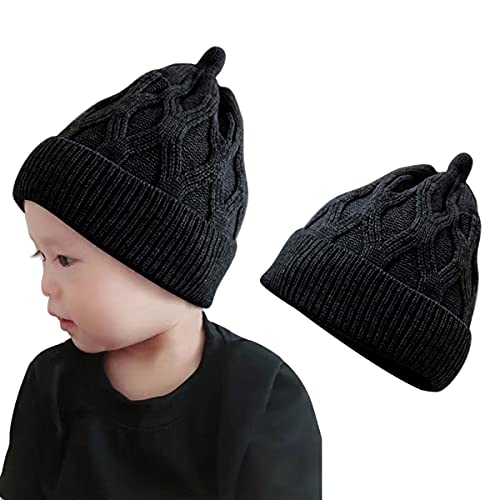 Guozyun Baby Toddler Beanie Hat Warm Winter Knitted Skull Caps Hats for Infant Baby Boys Kids Boy 6-60 Months (6-60 Months, Black-a)