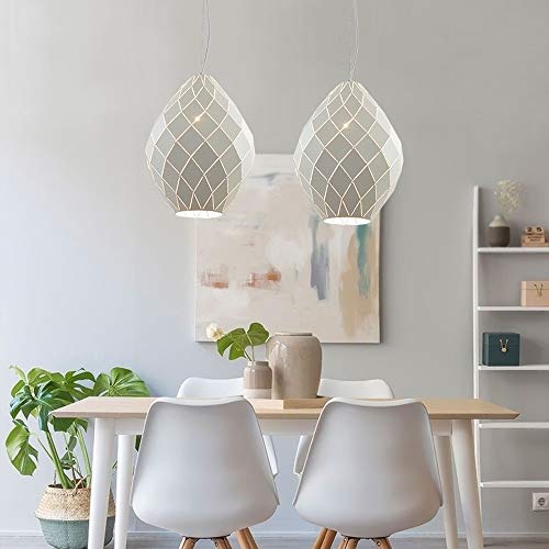 Lampe de table à manger en métal minimaliste blanche géométrique - 5