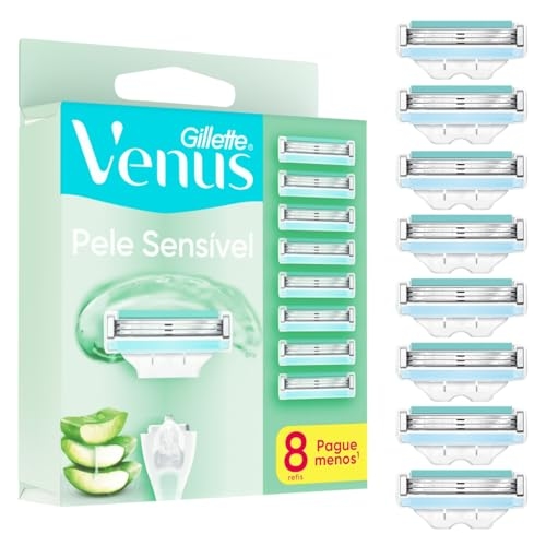Gillette Venus Pele Sensível Carga para Aparelho de Depilar com Aloe Vera, 8 uds