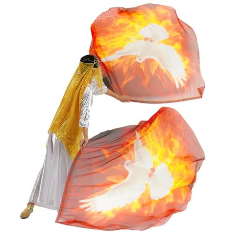 MUNAFIE Worship Flags for Church Set with 2 Flex Rods Praise Dance Flags for Worship Flexi-rods banderas de danza cristiana Pigeons