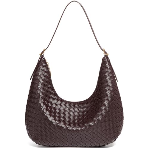 Image of Shoulder Handbags Shoulder Bag for Women Totes Woven Vegan Leather Bag Hand Bag Working Lightweight Bags With Zipper