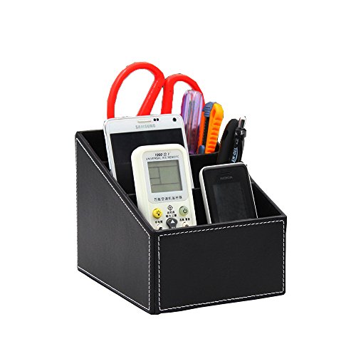 Organisateur de bureau en cuir PU noir à 3 compartiments