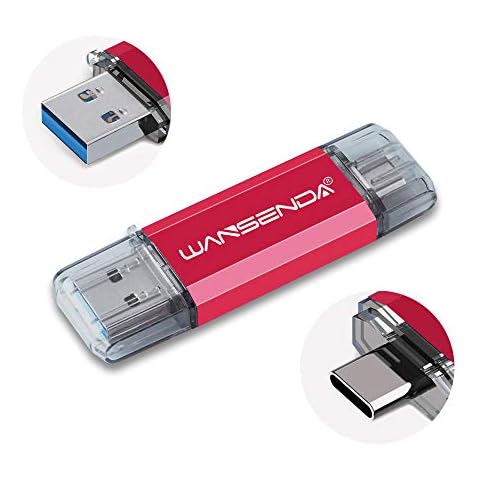 Wansenda TC100 OTG USB Flash Drive 2 in 1 USB 3.0 & Type-C Pen Drive 16GB 32GB 64GB 128GB USB for Android Devices/PC/Mac (128GB, Red) Cover
