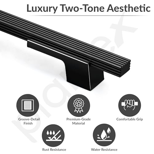Image of Plantex Cabinet Handle /Kitchen Cabinet Door Handle /Wardrobe /450 mm Cupboard Handle /Door Pull-Push Handle for Home /Office - Pack of 2 (Black)